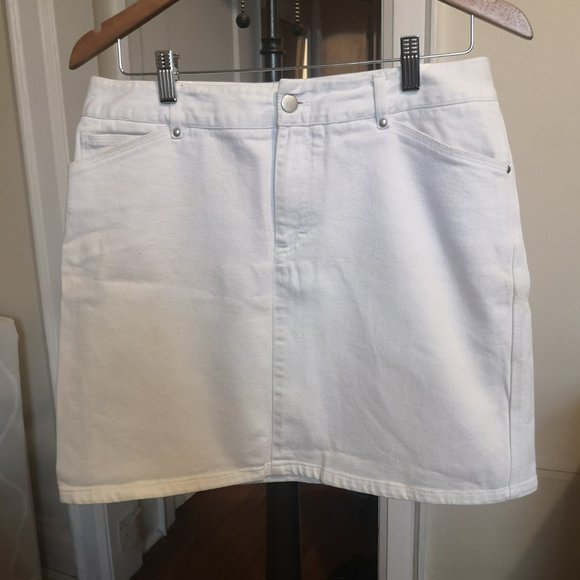 Tahari white cotton mini skirt - Picture 1 of 11
